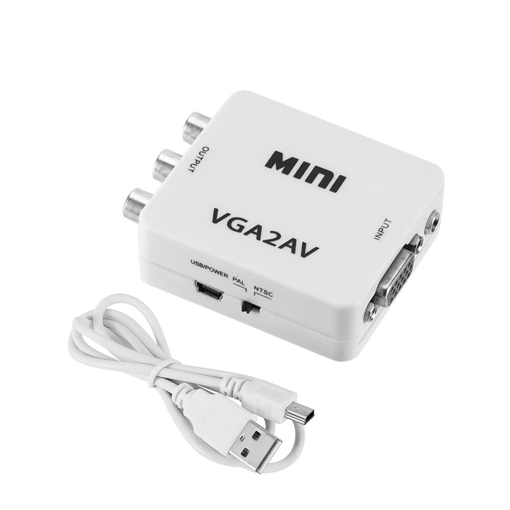 Mini VGA to AV Converter 1080P with 3.5mm Audio VGA2AV/CVBS+Audio Convertor for HDTV PC-Audio Converters-dealsplant