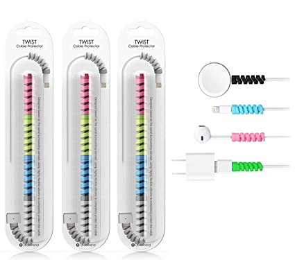 Smashtronics - Spiral Cable Protector Wire Protector for All Charging able Cover Set of 3 (12 Pieces)-Spiral Cable Protector Wire Protector-dealsplant