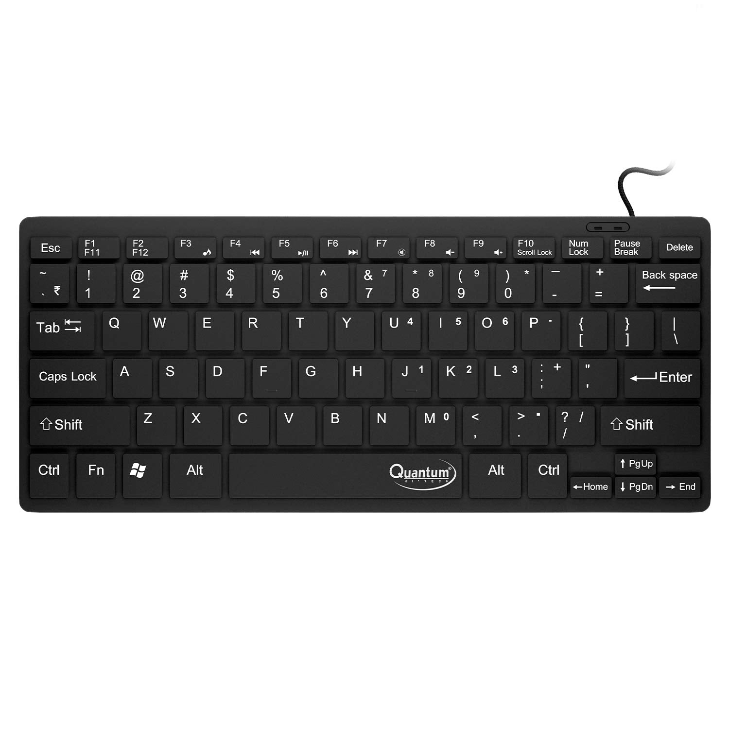 Quantum QHM7307 Mini Spill-Resistant USB Wired Slim Keyboard with Chocolate Keys Having 10 Million keystrokes for Laptop/Desktop (Black)-Keyboards-dealsplant