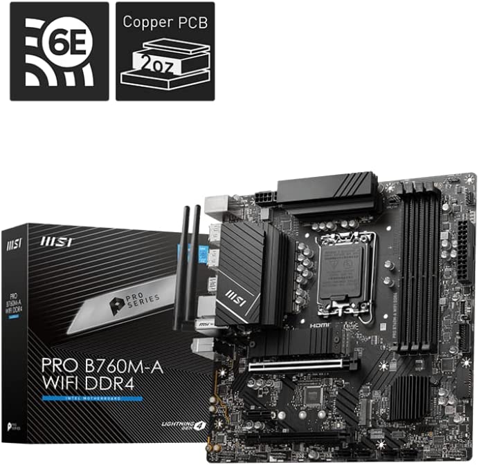 MSI Pro B760M-A WIFI DDR4 Motherboard Supports 12th/13th Gen Intel Core, Pentium Gold, and Celeron Processors-Motherboard-dealsplant