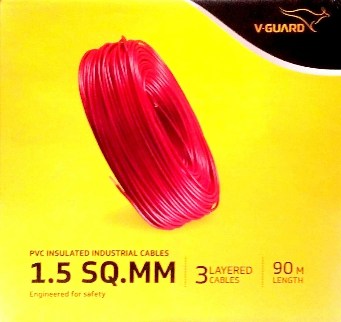 V-Guard PVC 1.5 Sq mm House Wire (90 m, Red)-Cables-dealsplant