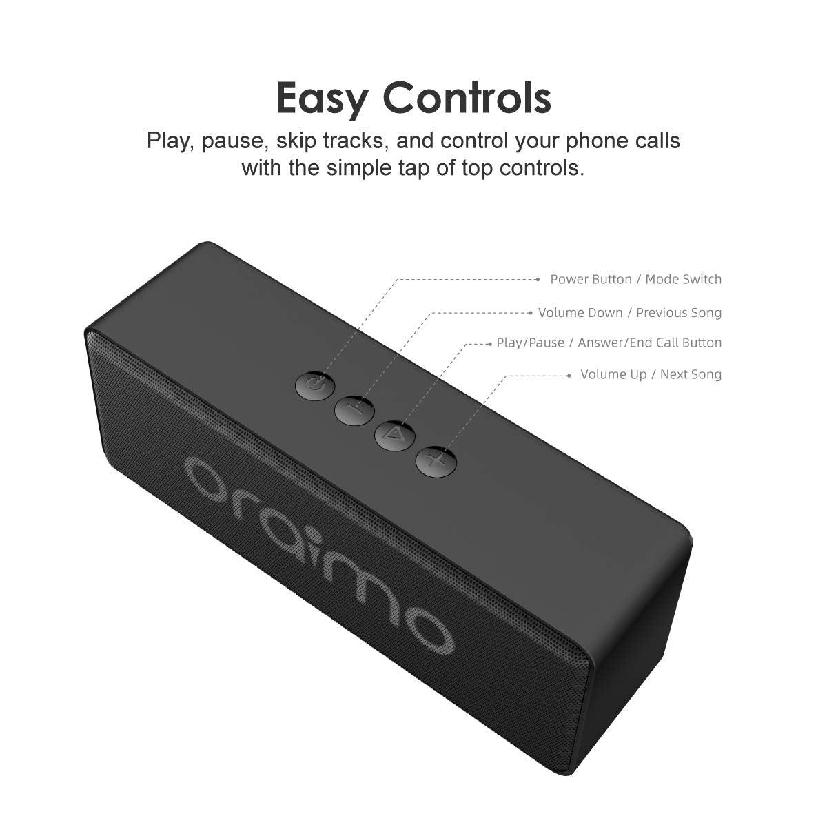 Oraimo SoundPro-2C 10W Portable Wireless Bluetooth Speaker with FM Radio & AUX Input/USB Disk/TF Card Music Play Function (OBS-82DN)-Speakers-dealsplant