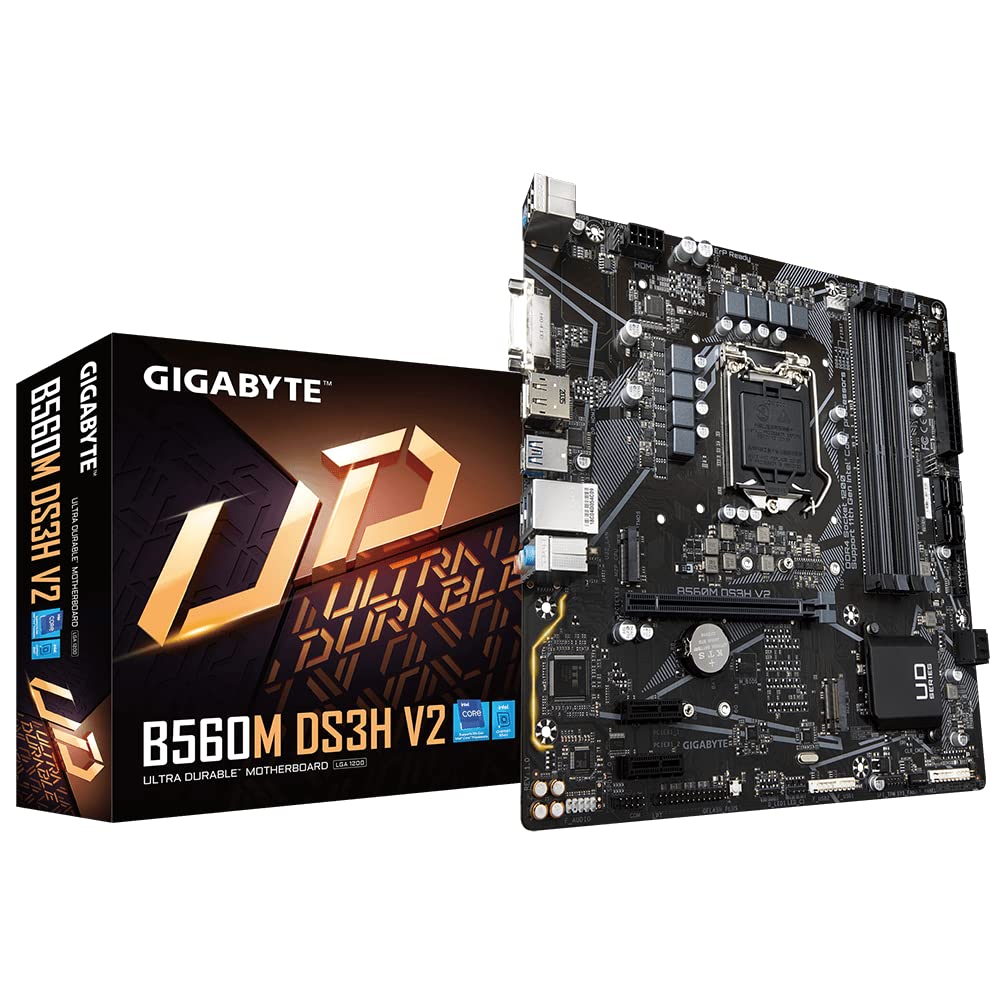 GIGABYTE B560M DS3H V2 (LGA 1200/ Intel/ B560/ Micro-ATX/Dual M.2/ PCIe 4.0/ USB 3.2 Gen1/ GbE LAN/Motherboard)-Motherboard-dealsplant