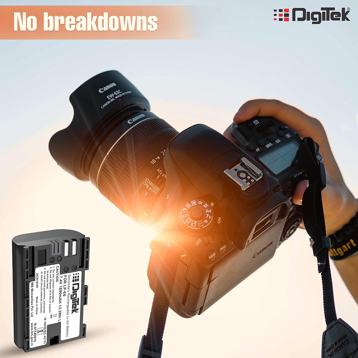 Tyfy (LP E8) Lithium-ion Rechargeable Battery for DSLR Camera, Compatibility - Power EOS 55D, 600D, D650, 700D, EOS KISSX4, EOS Rebel T2i, T3i, T4i & T5i (6 month warranty)-Camera Batteries-dealsplant