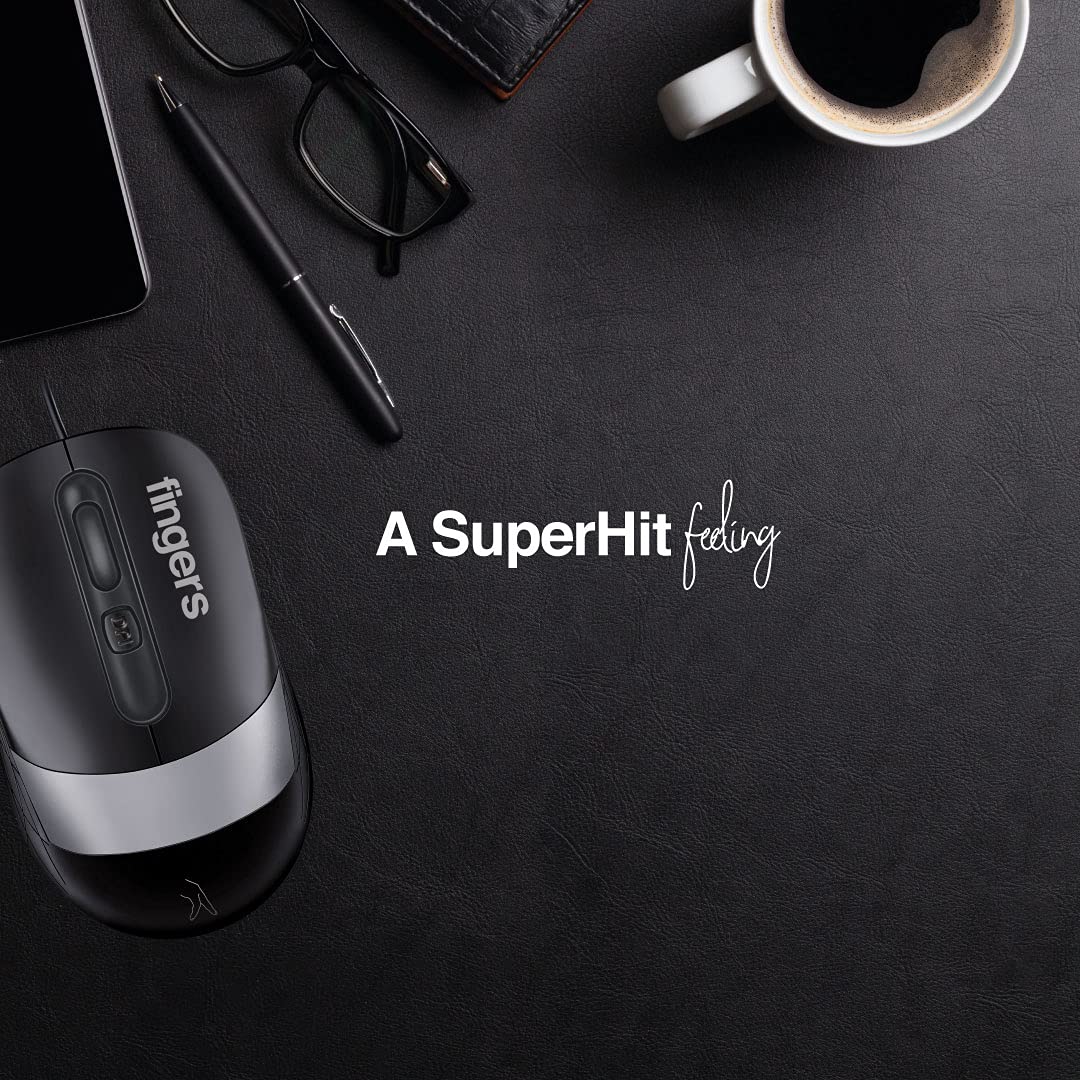 FINGERS SuperHit Wired Mouse with Advance Optical Technology (Lightweight Trendy Dual-Tone Design Works Well with Windows®, Mac, Linux)-MOUSE-dealsplant