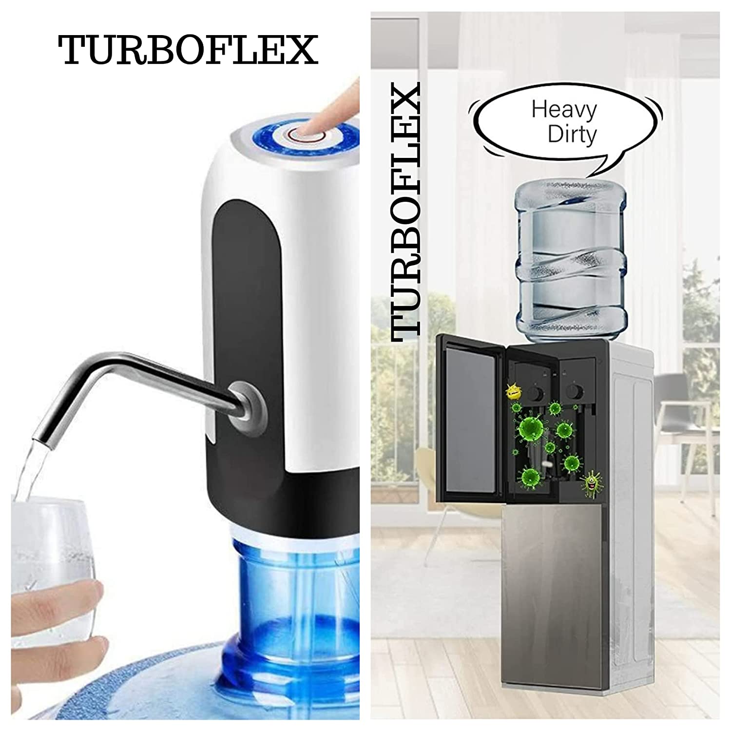 Automatic Wireless Portable Mini Rechargeable Water Bottle Can Dispenser Pump Upto 20 Litre Bottle with USB Charging Cable (Black/White)-Home & Kitchen Accessories-dealsplant