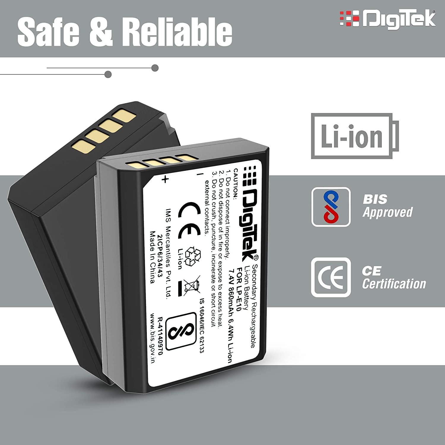 DIGITEK® NB-11L Lithium-ion Rechargeable Battery for DSLR Camera, Compatibility - IXUS 125HS, 240HS, Powershot A1200, A2200, A2300, A2400, A3200, A3300 is, A3400 is (NB-11L) (6 month warranty)-Camera Battery Chargers-dealsplant