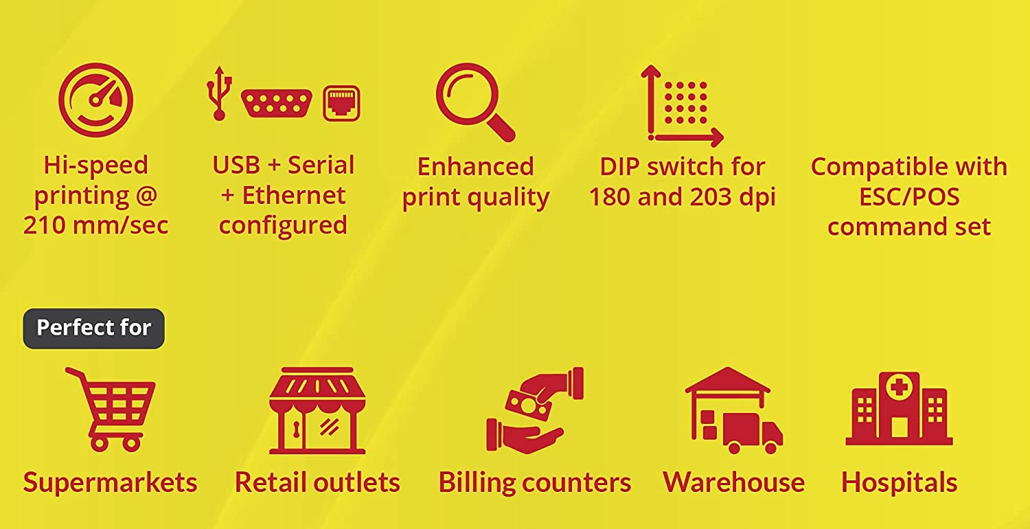 TVS Electronics RP 3210 Gold Thermal Receipt Printer-Printers, Copiers & Fax Machines-dealsplant