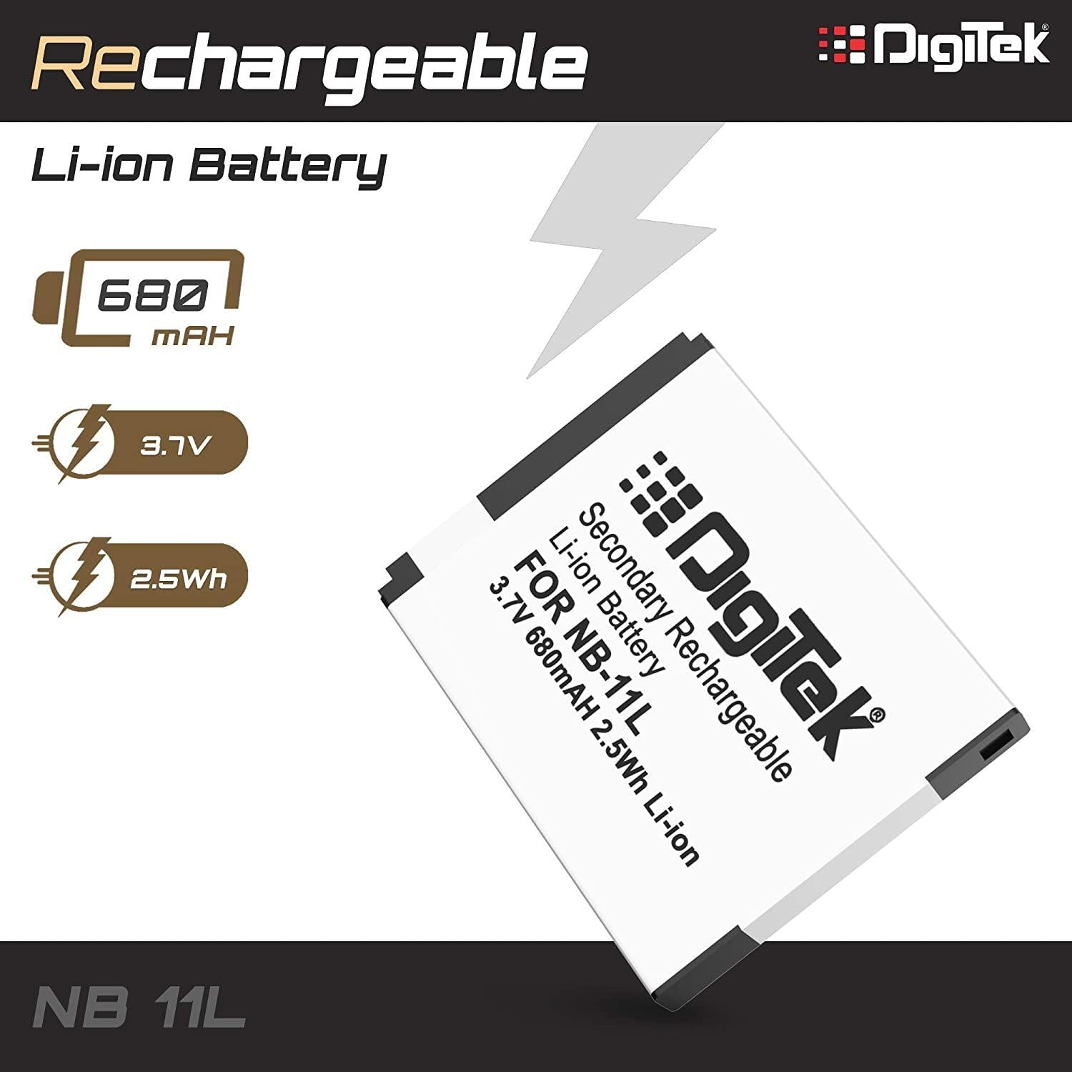 DIGITEK® NB-11L Lithium-ion Rechargeable Battery for DSLR Camera, Compatibility - IXUS 125HS, 240HS, Powershot A1200, A2200, A2300, A2400, A3200, A3300 is, A3400 is (NB-11L) (6 month warranty)-Camera Battery Chargers-dealsplant