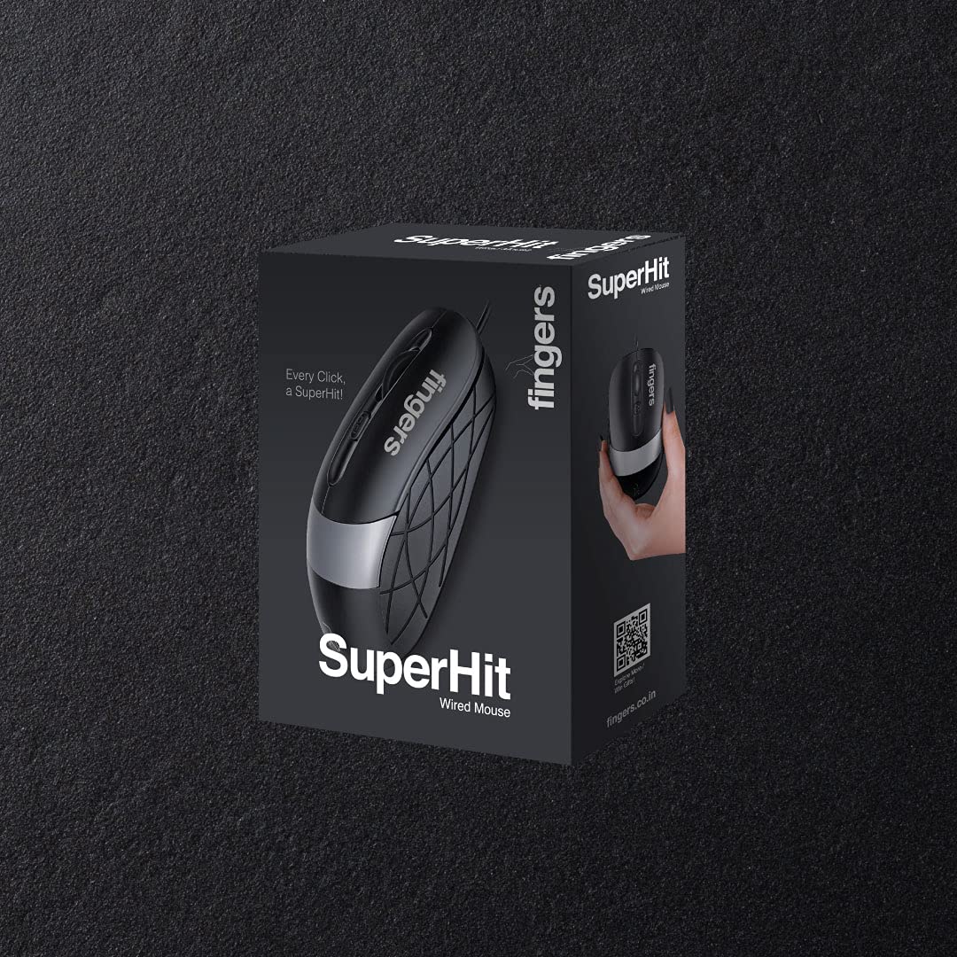 FINGERS SuperHit Wired Mouse with Advance Optical Technology (Lightweight Trendy Dual-Tone Design Works Well with Windows®, Mac, Linux)-MOUSE-dealsplant