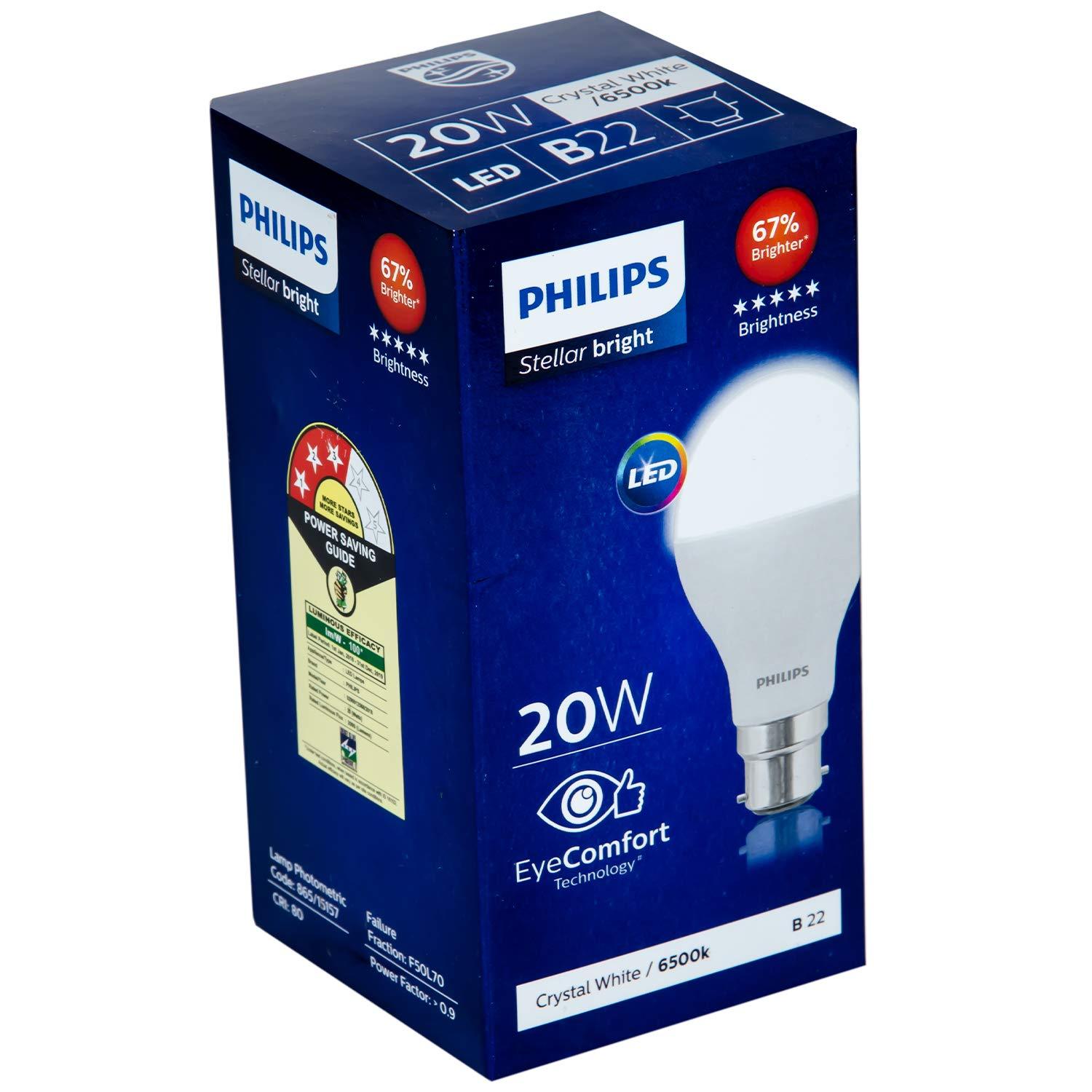 Philips Stellar Bright 20-Watt B22 LED Bulb (Cool Day Light/Crystal White), Pack of 1-LED Light Bulbs-dealsplant