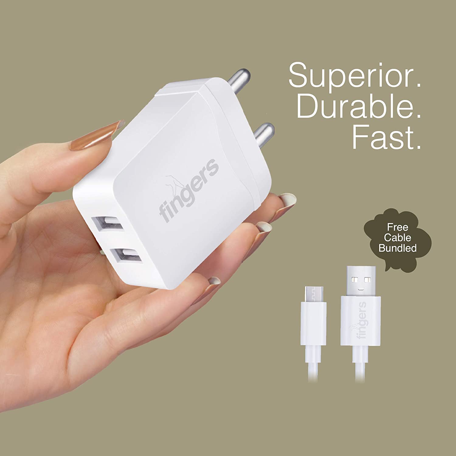 FINGERS 12 W PA-DualUSB Power Mobile Adapter with Micro USB Cable (Dual USB Ports BIS Certified)-Mobile Phone Accessories-dealsplant