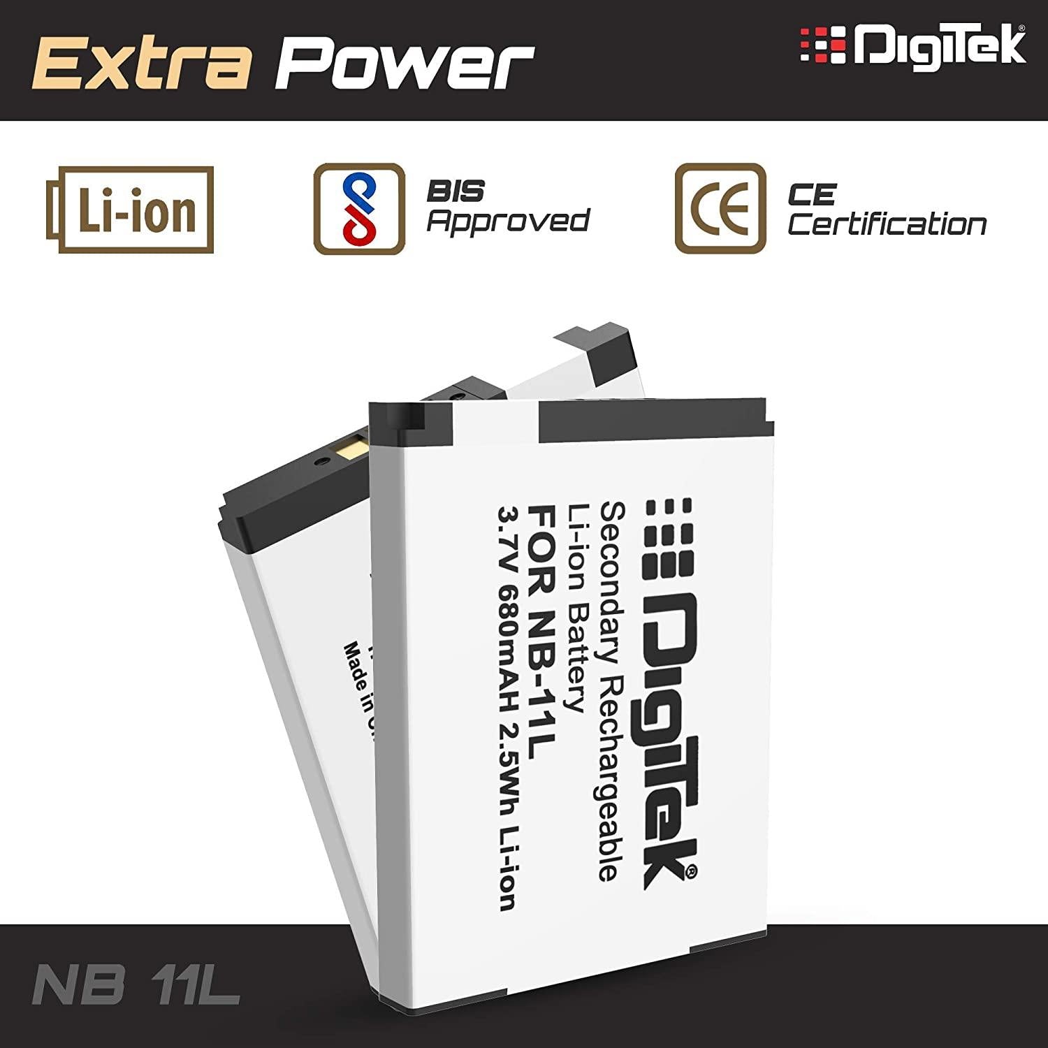DIGITEK® NB-11L Lithium-ion Rechargeable Battery for DSLR Camera, Compatibility - IXUS 125HS, 240HS, Powershot A1200, A2200, A2300, A2400, A3200, A3300 is, A3400 is (NB-11L) (6 month warranty)-Camera Battery Chargers-dealsplant