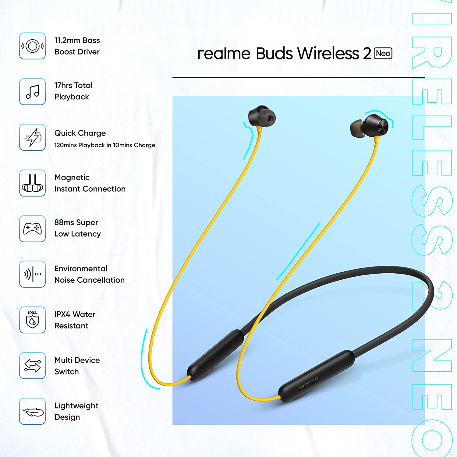 Realme Buds Wireless 2 Neo Bluetooth Neckband-Wireless Earbuds-dealsplant