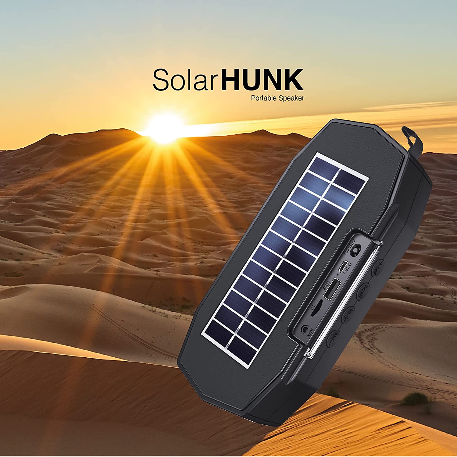 FINGERS SolarHunk Wireless Bluetooth Portable Speaker (Black)-Speakers-dealsplant