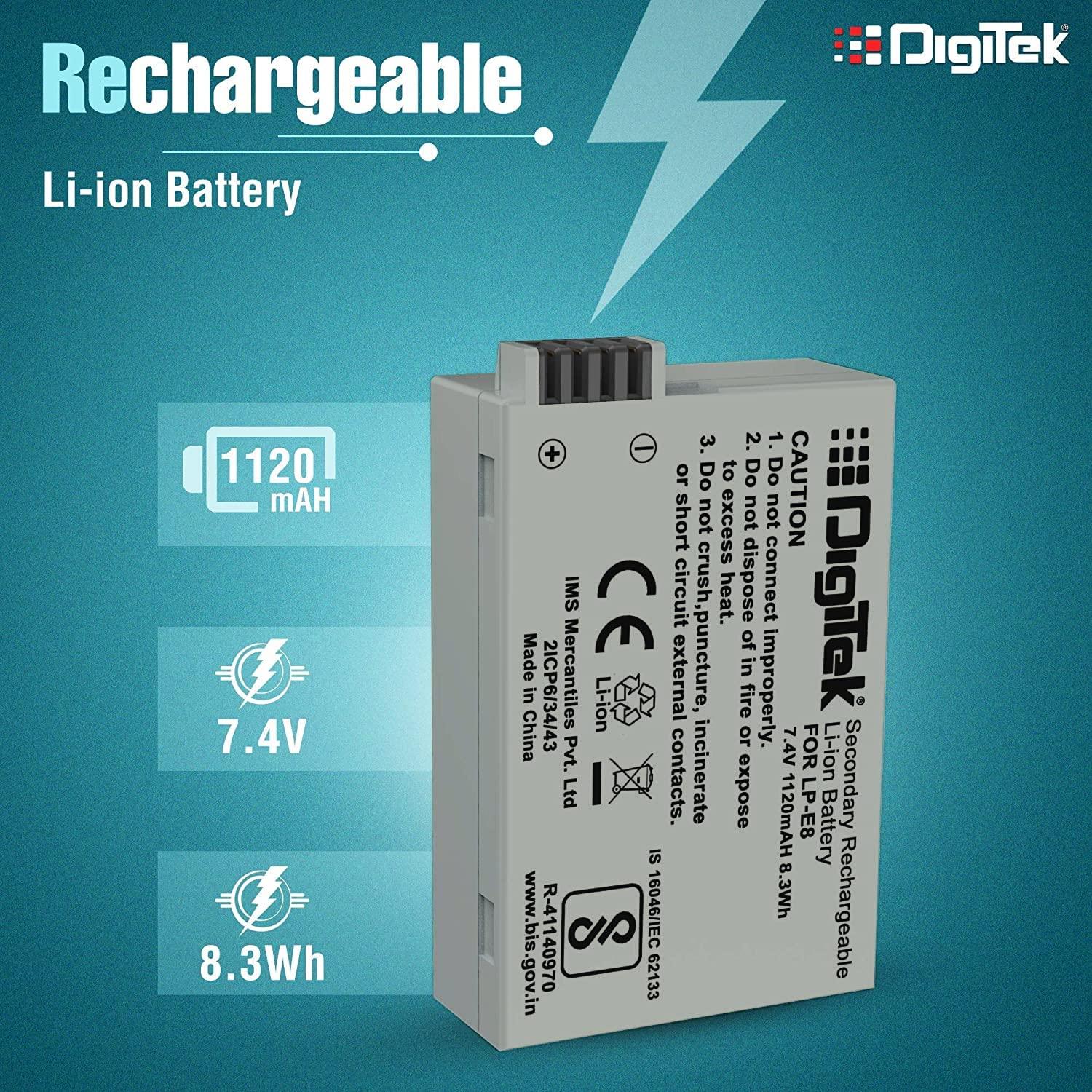 DIGITEK® NB-11L Lithium-ion Rechargeable Battery for DSLR Camera, Compatibility - IXUS 125HS, 240HS, Powershot A1200, A2200, A2300, A2400, A3200, A3300 is, A3400 is (NB-11L) (6 month warranty)-Camera Battery Chargers-dealsplant