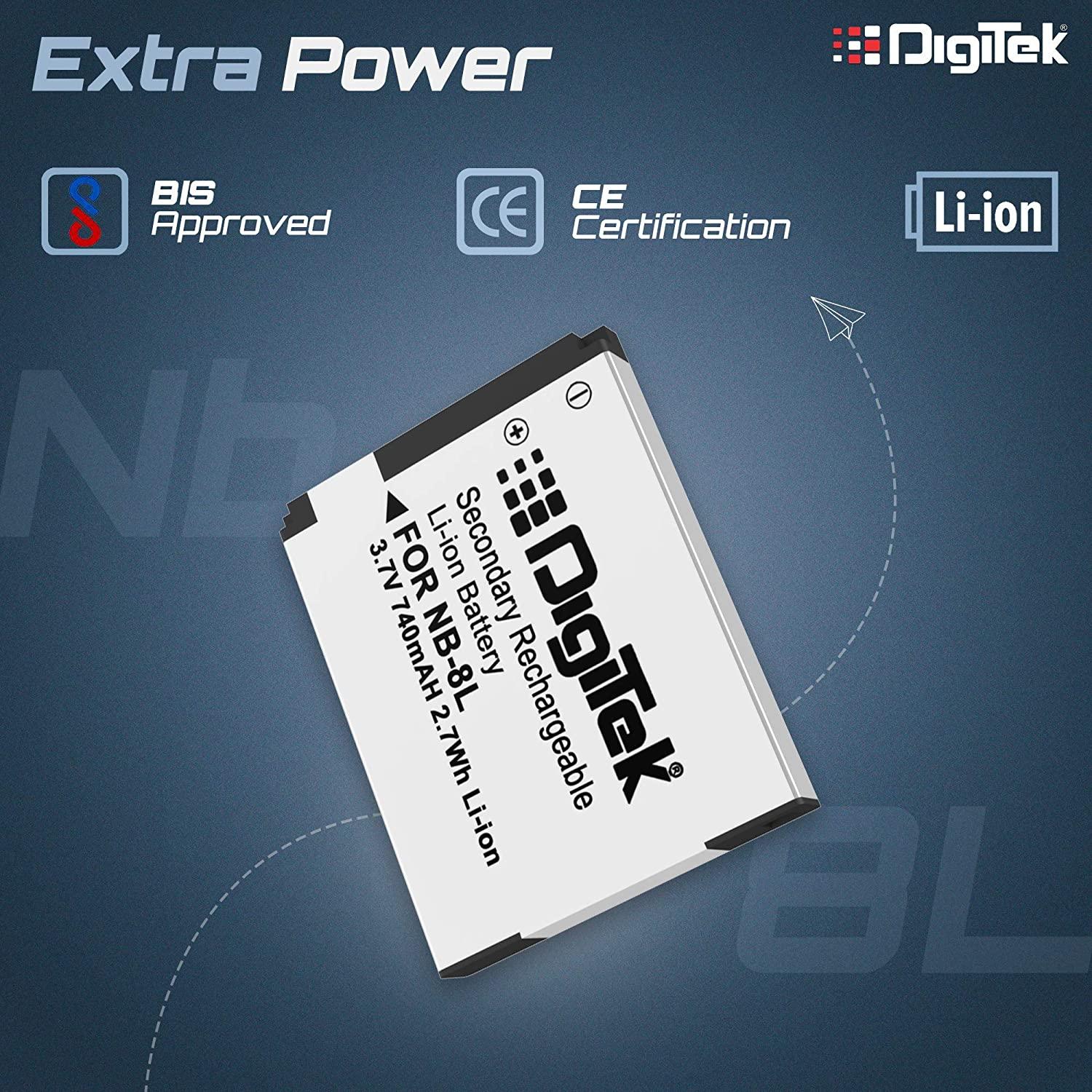 DIGITEK® NB-11L Lithium-ion Rechargeable Battery for DSLR Camera, Compatibility - IXUS 125HS, 240HS, Powershot A1200, A2200, A2300, A2400, A3200, A3300 is, A3400 is (NB-11L) (6 month warranty)-Camera Battery Chargers-dealsplant