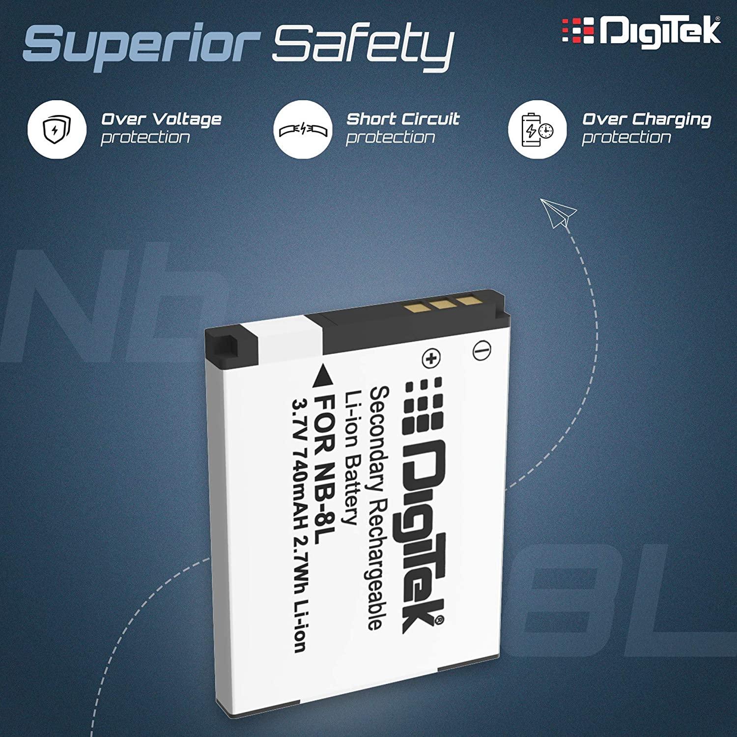 DIGITEK® (LP E8) Lithium-ion Rechargeable Battery for DSLR Camera, Compatibility - Power EOS 55D, 600D, D650, 700D, EOS KISSX4, EOS Rebel T2i, T3i, T4i & T5i (6 month warranty)-Camera Batteries-dealsplant