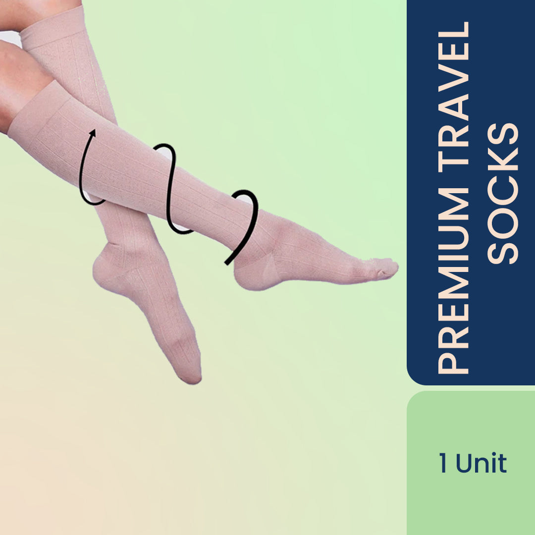 Sorgen Premium Travel Support Socks Flight Socks relieves tired and aching legs, pain and swellings, prevents flight-related DVT. (Beige, Small)-HEALTH &PERSONAL CARE-dealsplant