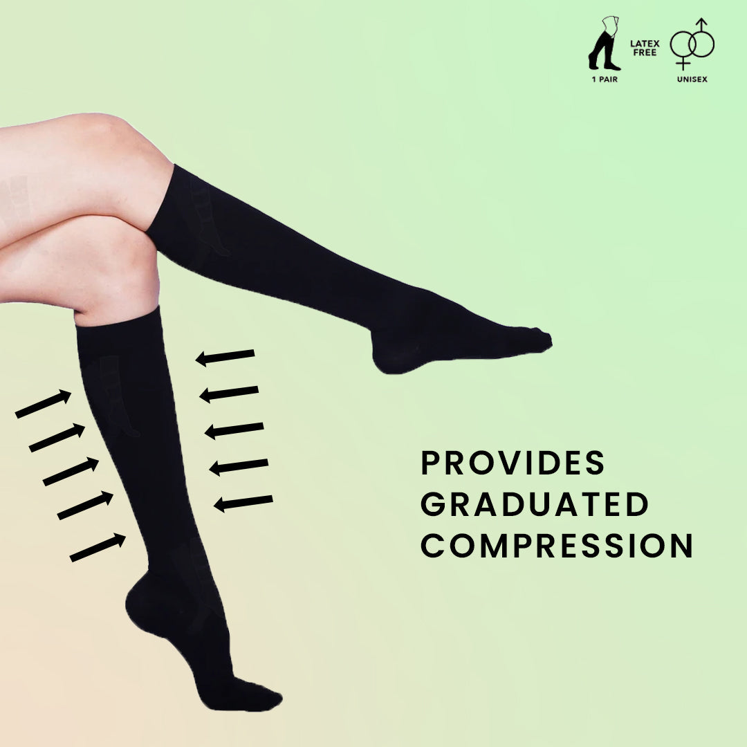 Sorgen Premium Travel Support Socks Flight Socks relieves tired and aching legs, pain and swellings, prevents flight-related DVT. (Black, Small)-HEALTH &PERSONAL CARE-dealsplant