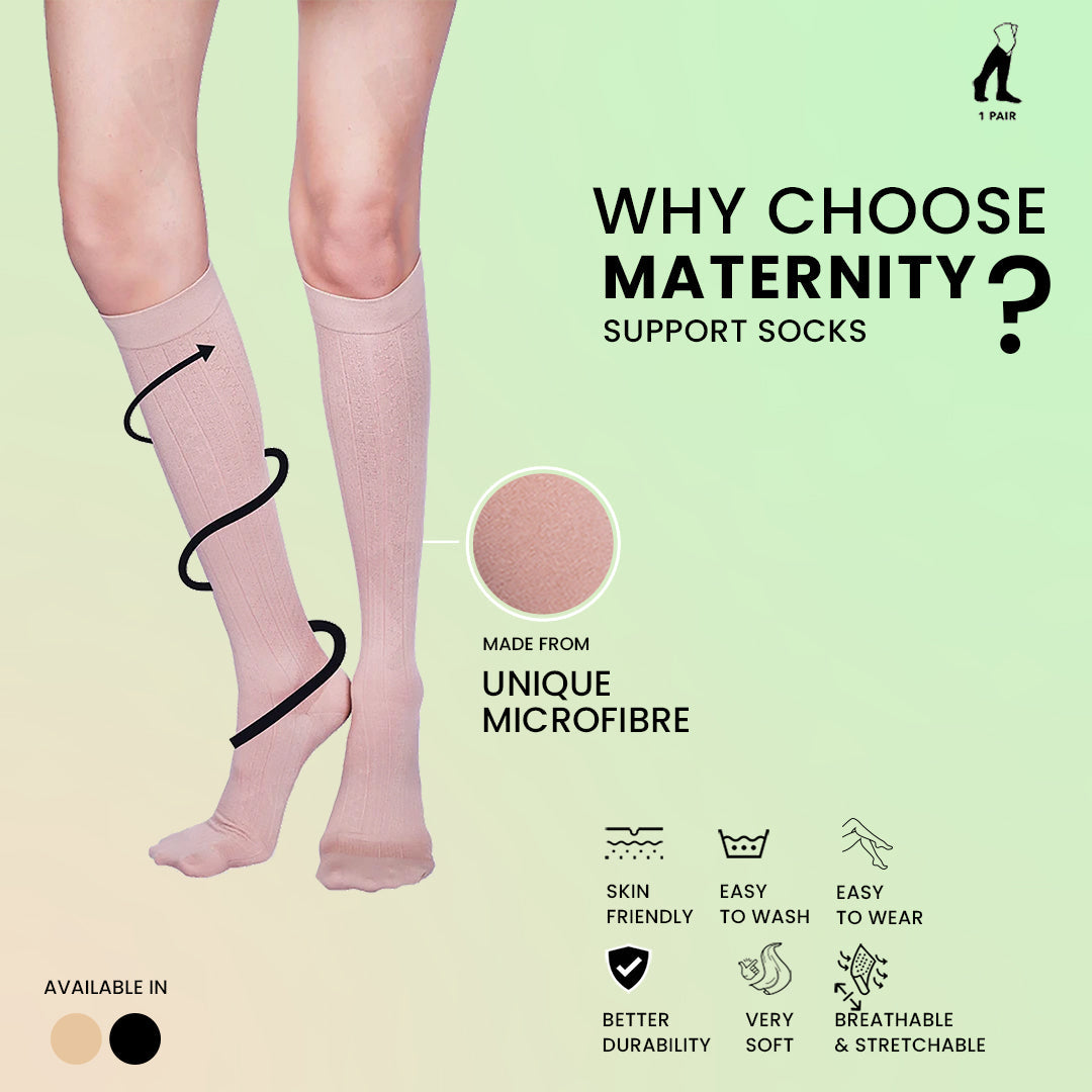 Sorgen Maternity Support Socks To Reduce Pain And Swelling During Pregnancy,Perfect Healthy Gift For Mom-To-Be (Beige)-HEALTH &PERSONAL CARE-dealsplant