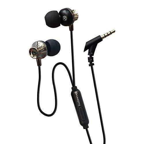Amkette Ergo Fit E7 in- Ear Earphones Designed for Comfort with Mic and Remote Control (Black)-Earphone-dealsplant