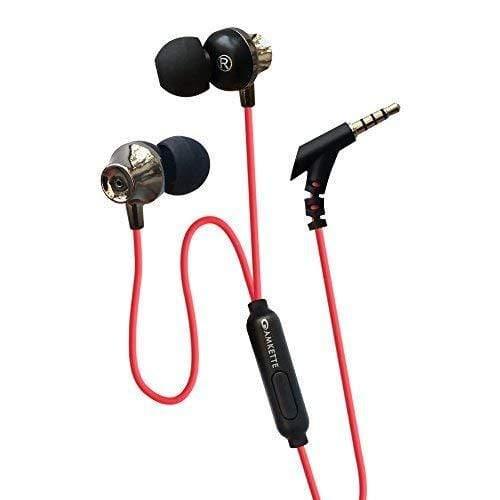 Amkette Ergo Fit E7 in- Ear Earphones Designed for Comfort with Mic and Remote Control (Black)-Earphone-dealsplant