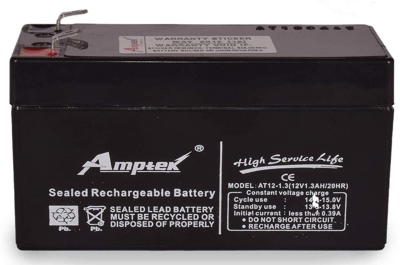 Amptek 12V 1.3Ah Rechargeable VRLA SMF Battery for Toys & Robotic Projects-Rechargeable Batteries-dealsplant