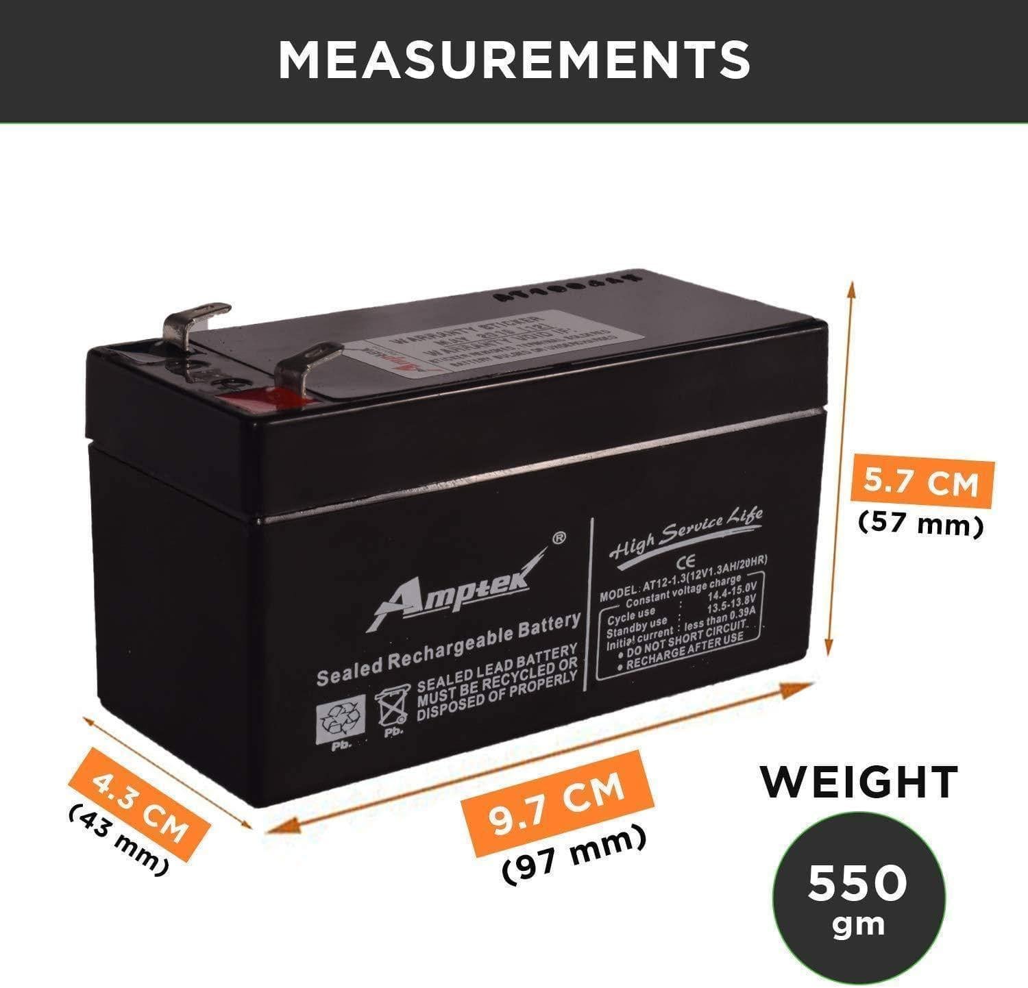 Amptek 6V / 12V Rechargeable VRLA SMF Battery for Toys & Robotic Projects-Rechargeable Batteries-dealsplant