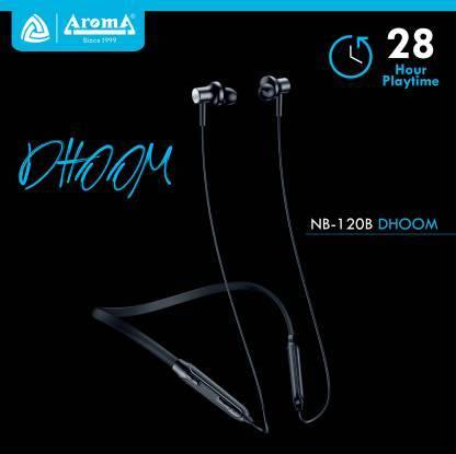Aroma NB120B DHOOM Bluetooth Neckband Headset (Black, In the Ear)-BLUETOOTH HEADPHONES-dealsplant