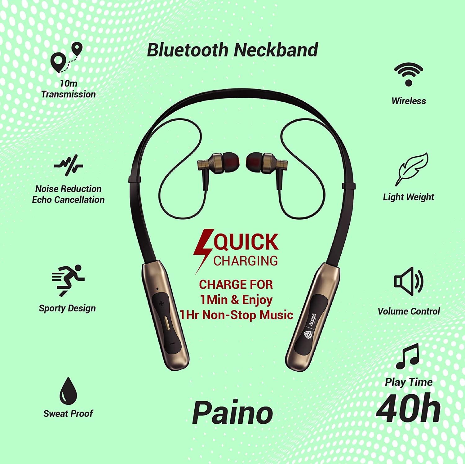 Aroma Piano Yellow Series in Ear Bluetooth Neckband Headphones-BLUETOOTH HEADPHONES-dealsplant