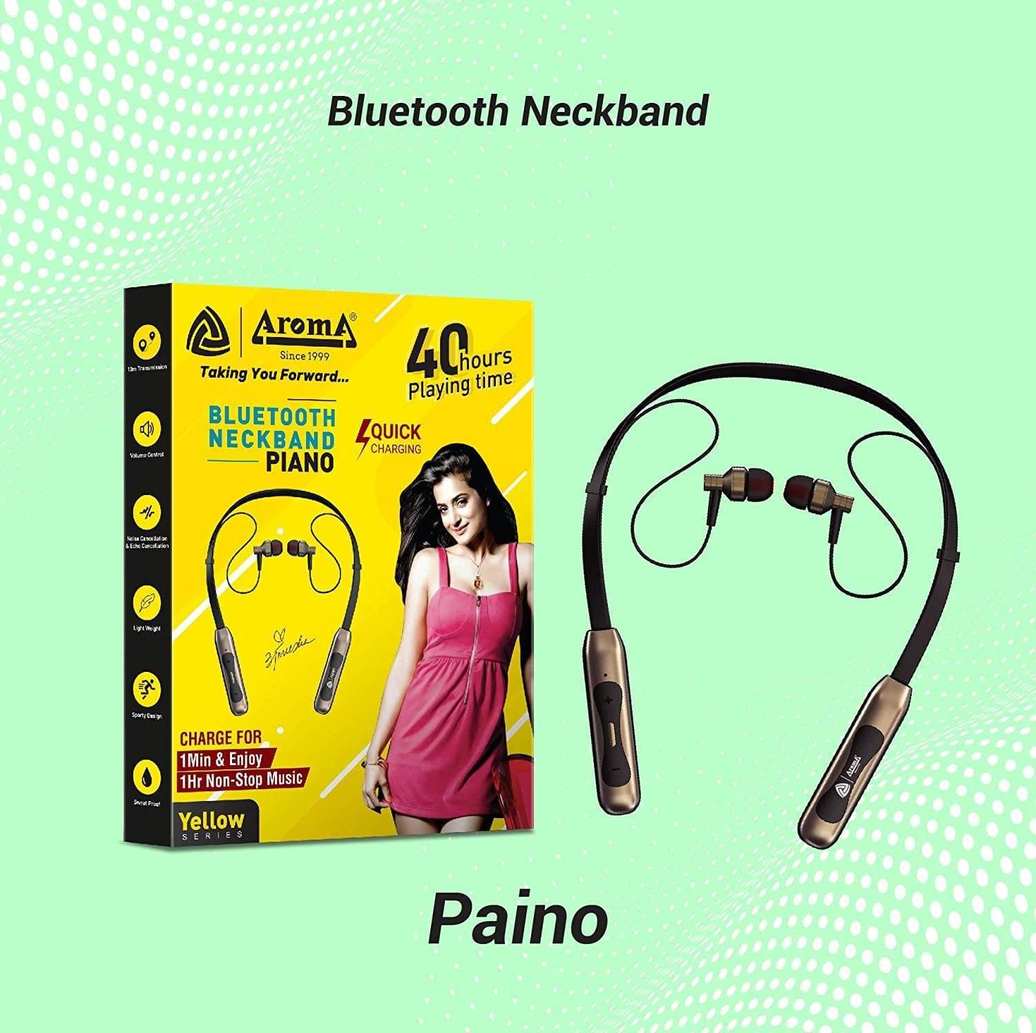 Aroma Piano Yellow Series in Ear Bluetooth Neckband Headphones-BLUETOOTH HEADPHONES-dealsplant