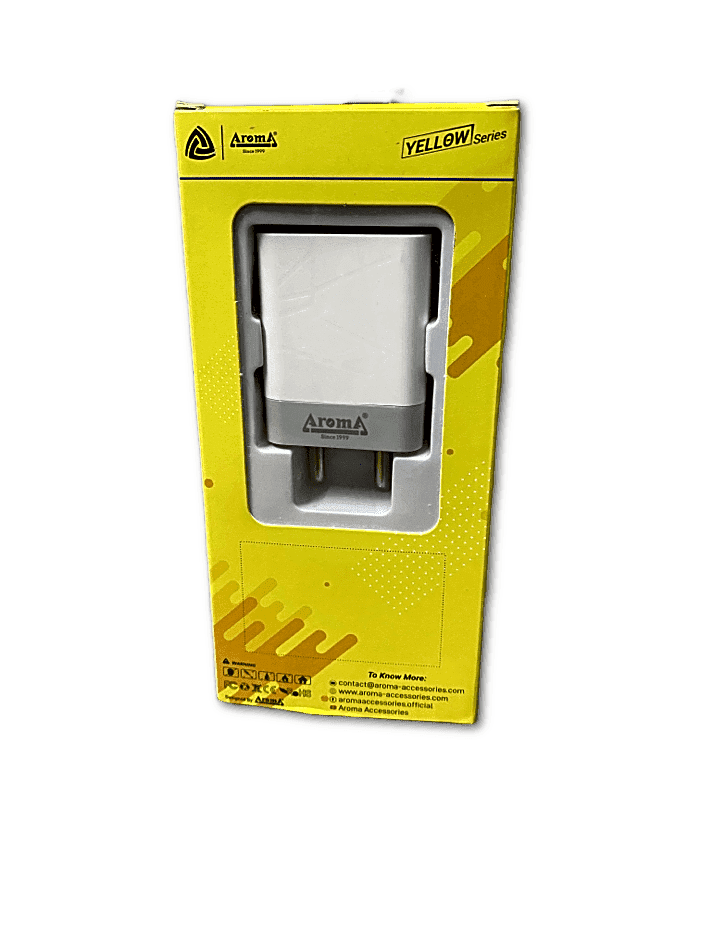 Aroma 3.1A Dual USB Port Fast Charger with Free Micro USB Cable for All Mobiles (6 Months replacement Warranty)-Datacable & Chargers-dealsplant