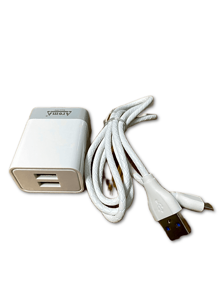 Aroma 3.1A Dual USB Port Fast Charger with Free Micro USB Cable for All Mobiles (6 Months replacement Warranty)-Datacable & Chargers-dealsplant