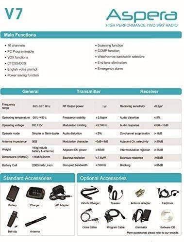 Aspera V7 High Performance Licence-free Walkie Talkie-Everything Else-dealsplant