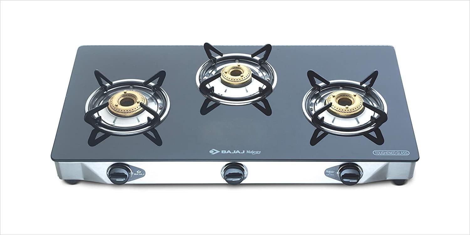 Bajaj CGX3, 3-Burner Stainless Steel Glass gas stove-Home & Kitchen Appliances-dealsplant