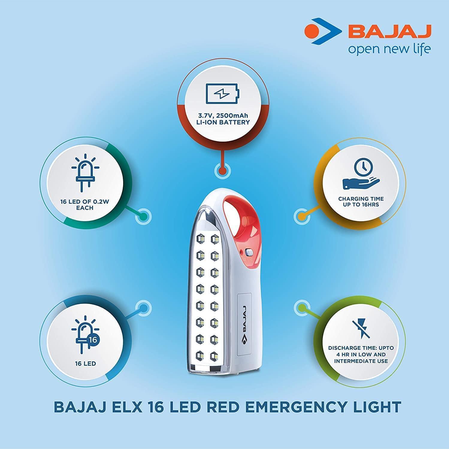 Bajaj ELX 16 LED RED Emergency Light (Red)-Home & Kitchen Appliances-dealsplant