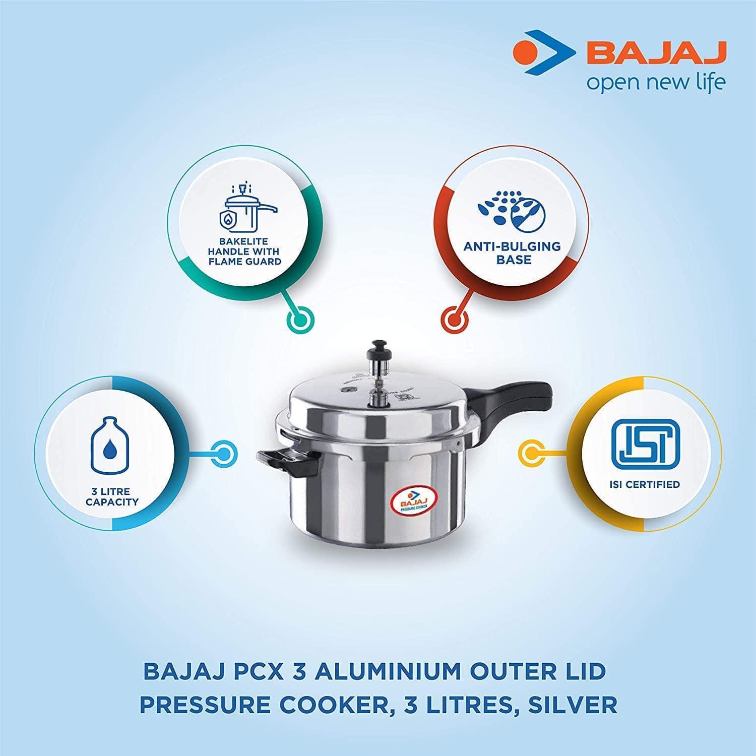 BAJAJ MAJESTY ALUMINIUM PCX 3 OUTER LID 3 LTR PRESSURE COOKER-Home & Kitchen Appliances-dealsplant
