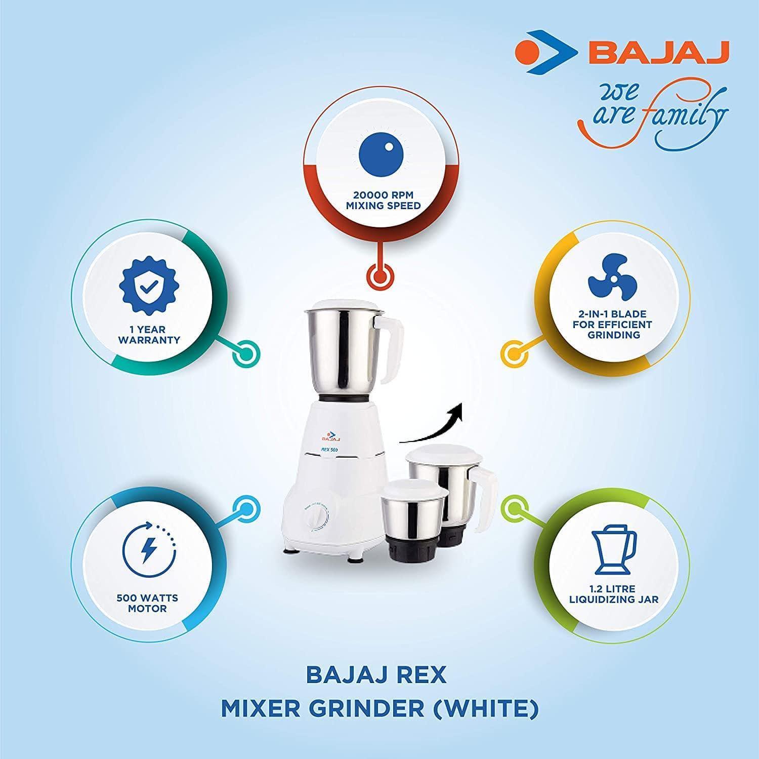 BAJAJ REX 500W MIXER GRINDER-Home & Kitchen Appliances-dealsplant