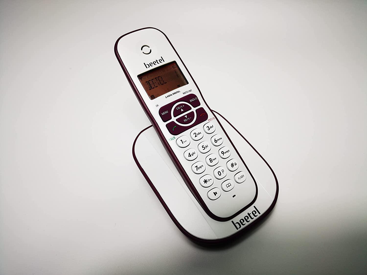 Beetel X73 Cordless 2.4Ghz Landline Phone with Caller ID Display, 2-Way Speaker Phone with Volume Controls, Auto Answer, Alarm Function, Stylish Design (Red/White)(X73)-Cordless Phones-dealsplant