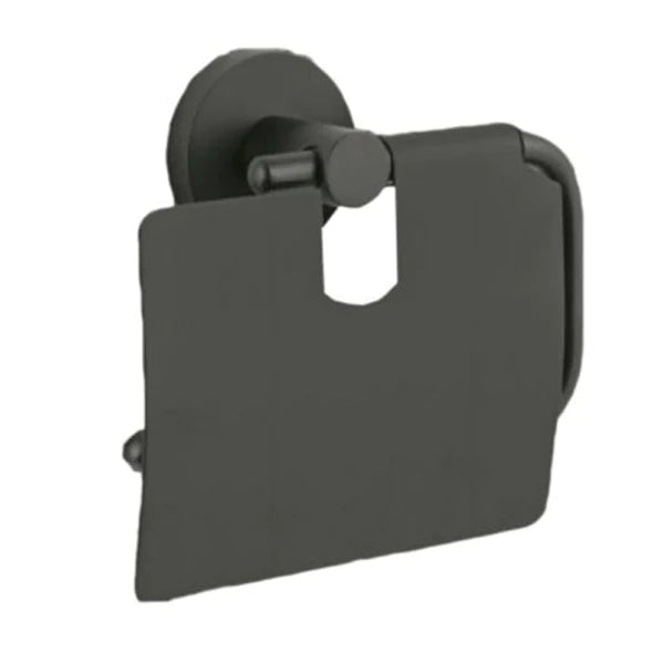 Parryware Toilet Roll Holder with Lid Shiny Black T5914A5-toilet paper holder-dealsplant