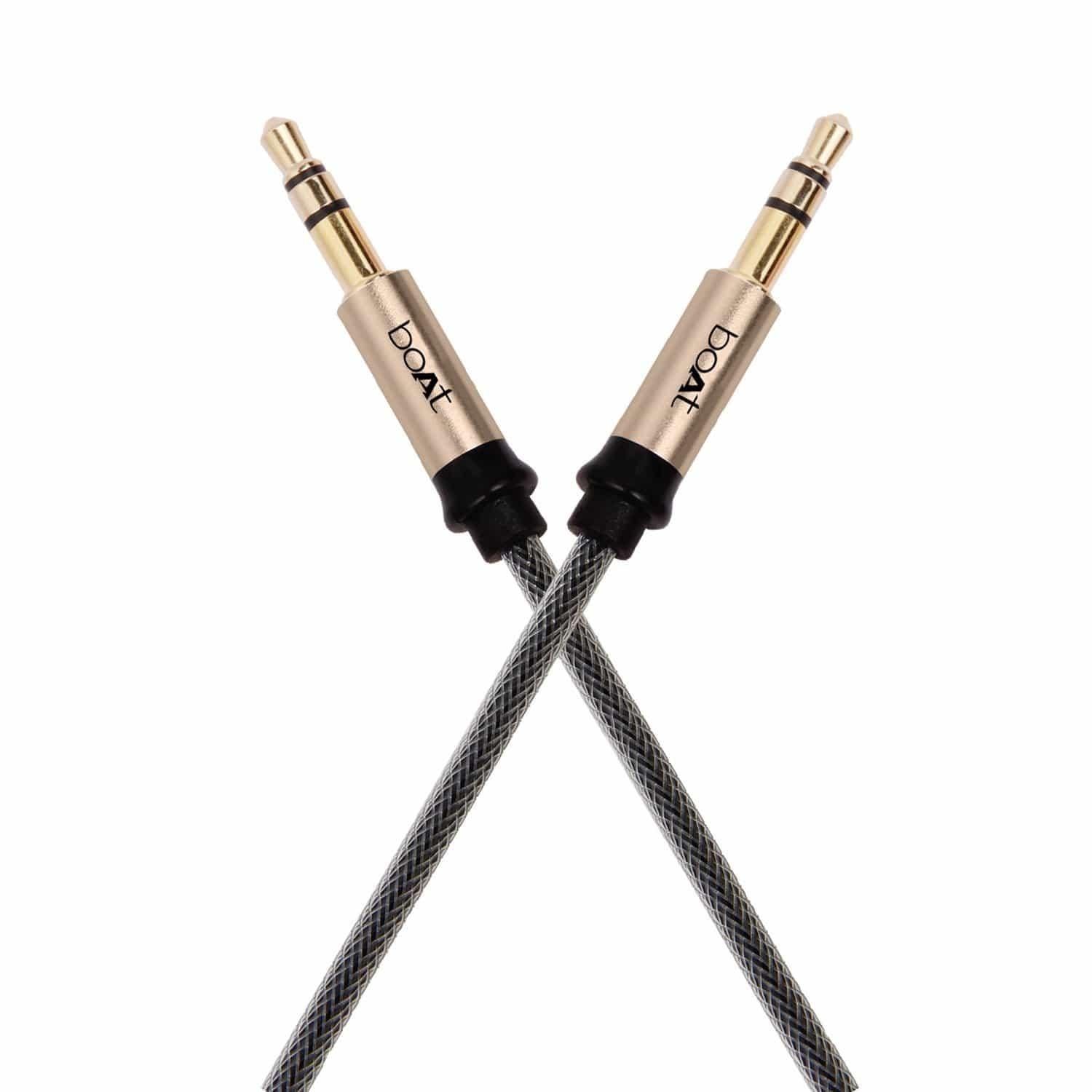 boAt 3.5mm Male to Male Gold Plated Connectors, Metallic Aux Audio Cable-aux cable-dealsplant