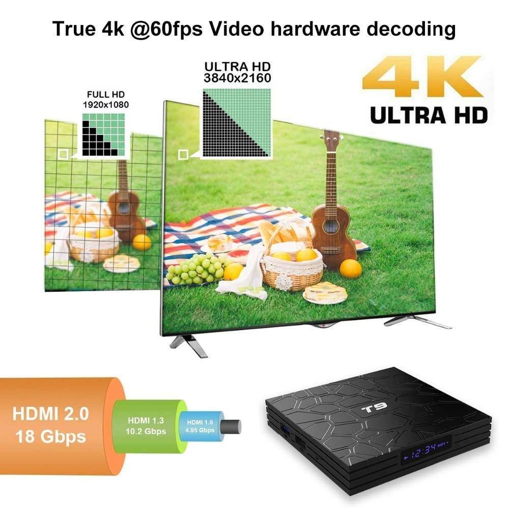 T9 Smart 4K Android TV Box 4GB RAM / 32GB ROM WiFi Bluetooth 4.1 AV USB 3.0 for TV Projector With inbuilt Miracast Phone Mirroring-Audio & Home Entertainment-dealsplant