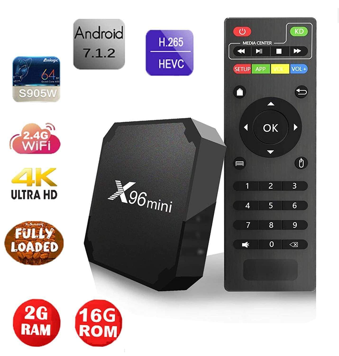 X96 Mini 2GB RAM / 16GB ROM 4K UHD Smart Android TV BOX 64 Bit Quad Core Wi-Fi 1080P With inbuilt Miracast Phone Mirroring-Audio & Home Entertainment-dealsplant