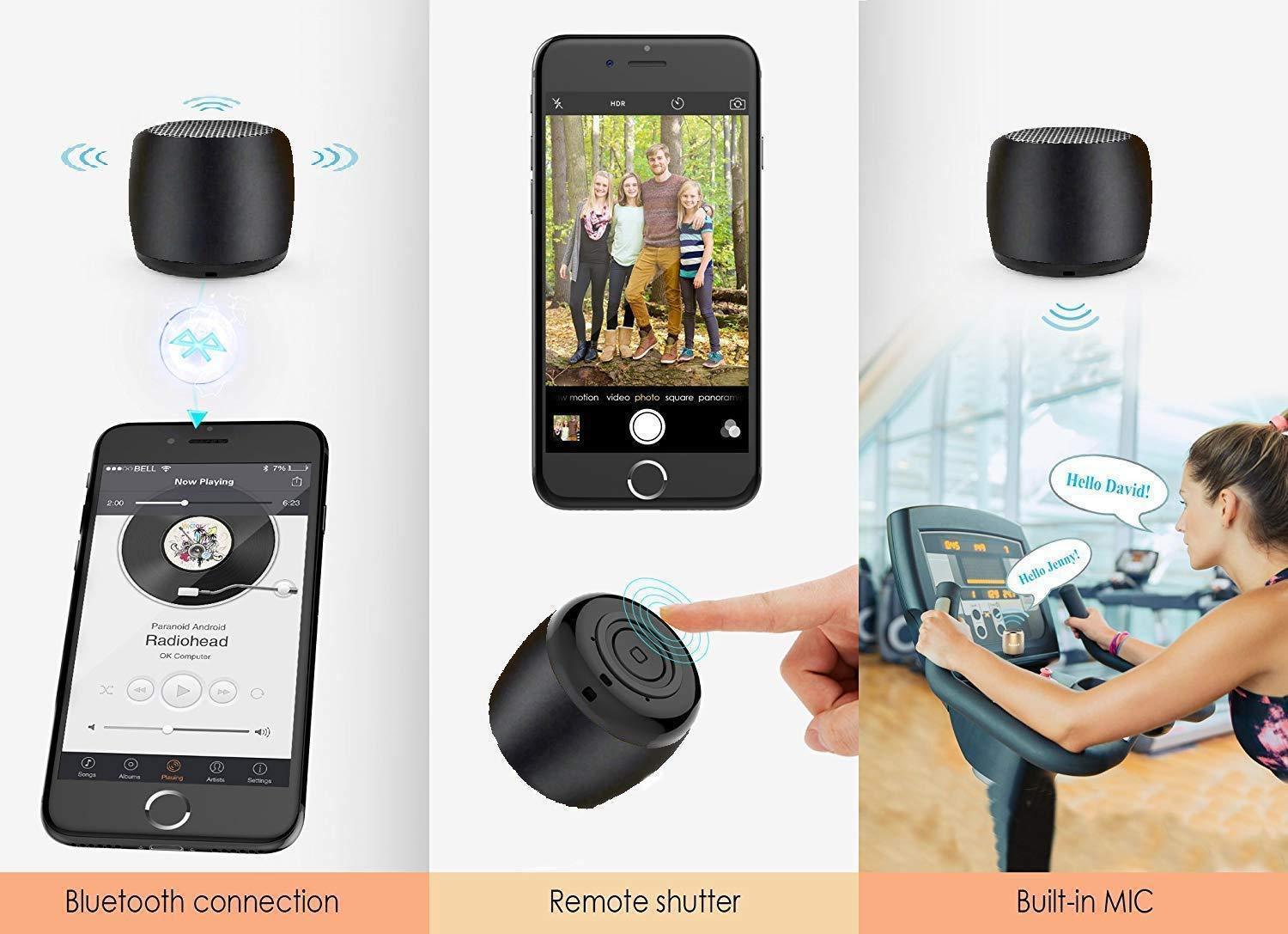 Dealsplant Nano Wireless Bluetooth Speaker with Built-in Mic and Selfie Remote High Bass - World's Smallest Speaker-Bluetooth Speakers-dealsplant