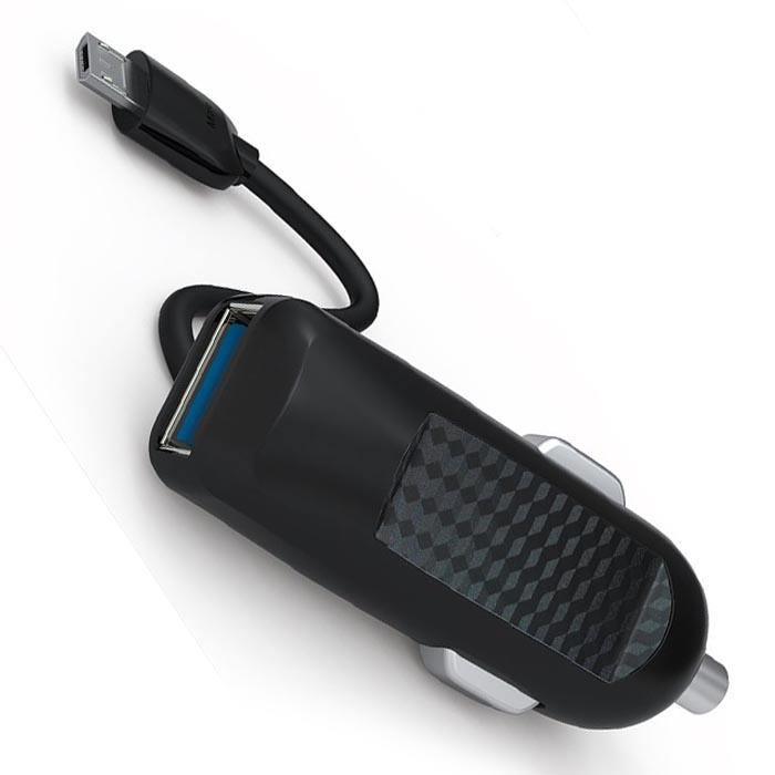 EMY MY-125 Premium Quality 2.1A Universal Car Charger with USB Port & Inbuilt MicroUSB Cable-Car Accessories-dealsplant