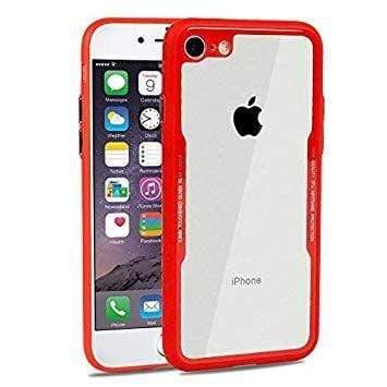 Dealsplant Premium Transparent Glass Case TPU Bump Case for iPhone  iPhone (Black Red)