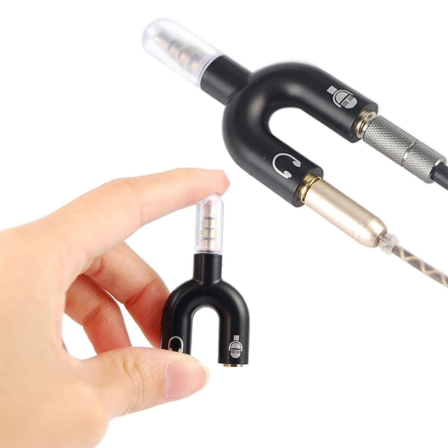 Dealsplant Premium 3.5mm Jack Splitter Male to 2 Female Mic & Earphone U Shape Stereo Audio Splitter Adapter (Multi Color)-Converters-dealsplant