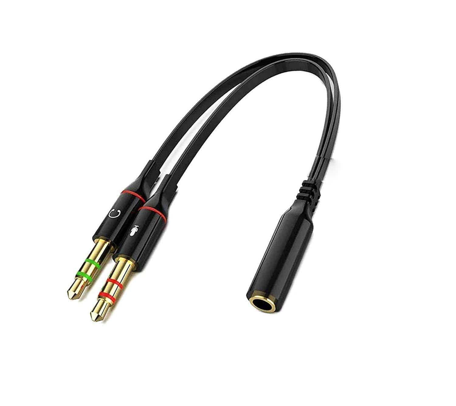 Dealsplant Premium Gold Plated 3.5mm Headphone Earphone 2 Male to 1 Female mic Audio Y Splitter Cable for Laptop / Desktop Computers-Converters-dealsplant