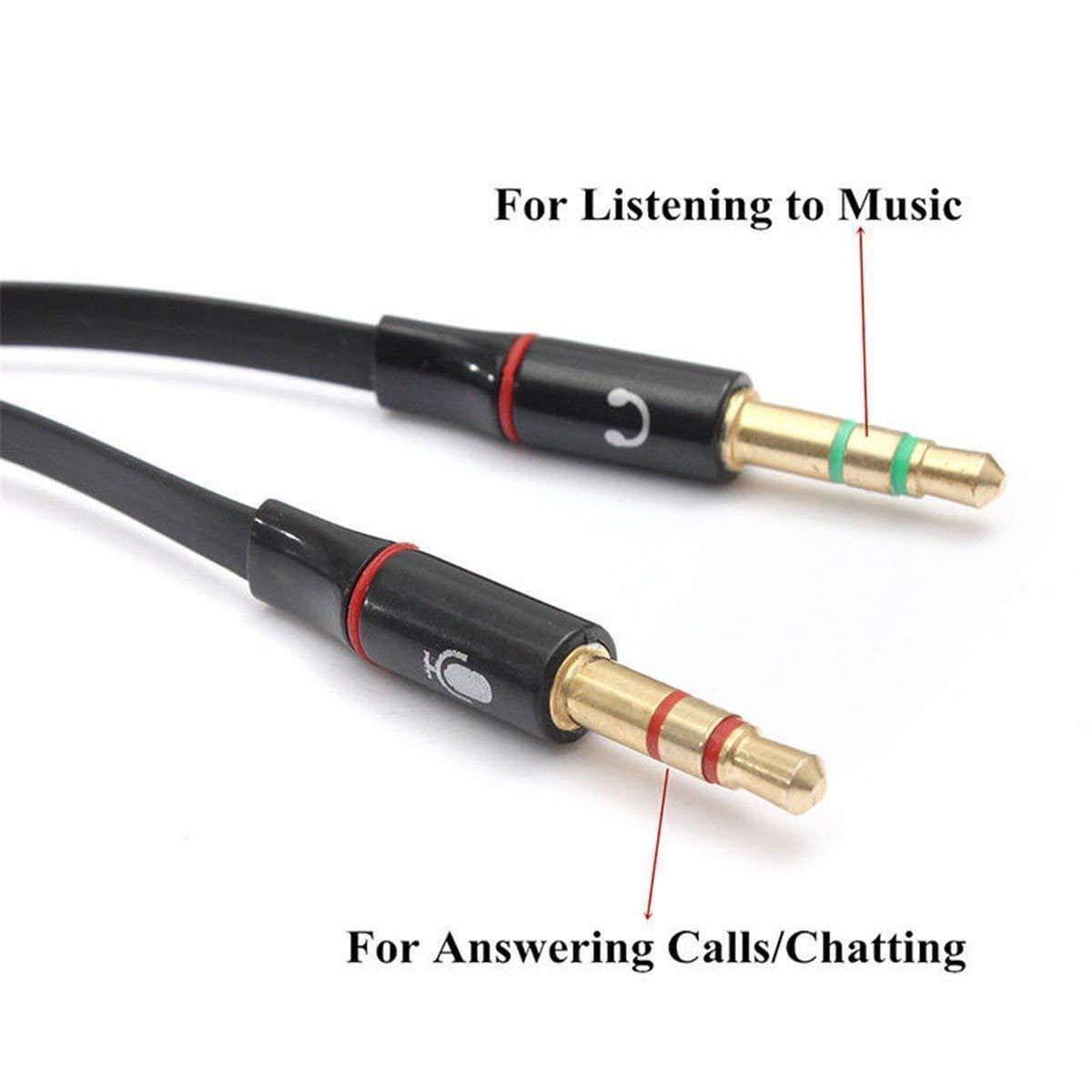 Dealsplant Premium Gold Plated 3.5mm Headphone Earphone 2 Male to 1 Female mic Audio Y Splitter Cable for Laptop / Desktop Computers-Converters-dealsplant